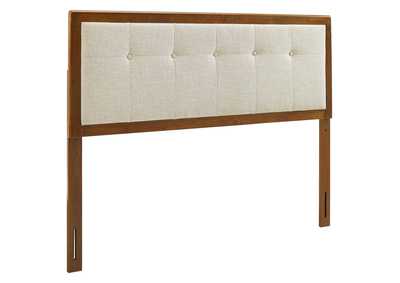 Image for Draper Walnut Beige Tufted Full Fabric and Wood Headboard