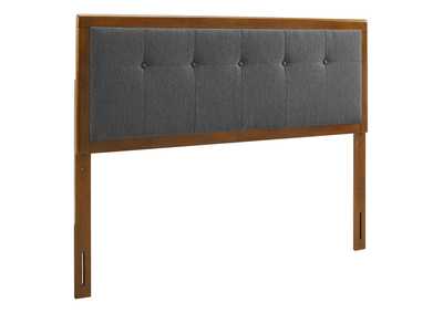 Image for Draper Walnut Charcoal Tufted Full Fabric and Wood Headboard