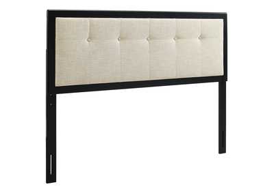 Image for Draper Black Beige Tufted Queen Fabric and Wood Headboard