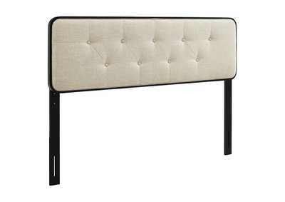 Image for Collins Black Beige Tufted Full Fabric and Wood Headboard