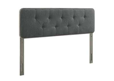 Image for Collins Gray Charcoal Tufted Full Fabric and Wood Headboard