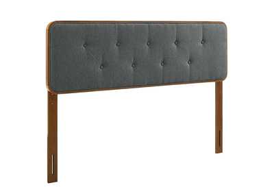 Image for Collins Walnut Charcoal Tufted Full Fabric and Wood Headboard