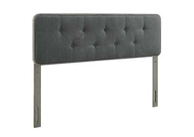 Image for Collins Gray Charcoal Tufted King Fabric and Wood Headboard