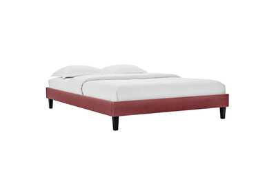 Image for Dusty Rose Reign Queen Performance Velvet Platform Bed Frame