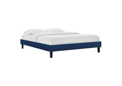 Image for Navy Reign Queen Performance Velvet Platform Bed Frame