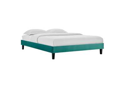Image for Teal Reign Queen Performance Velvet Platform Bed Frame