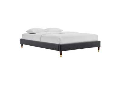 Image for Charcoal Harlow Twin Performance Velvet Platform Bed Frame