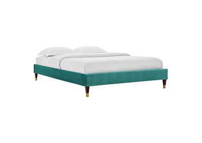 Image for Teal Harlow Twin Performance Velvet Platform Bed Frame