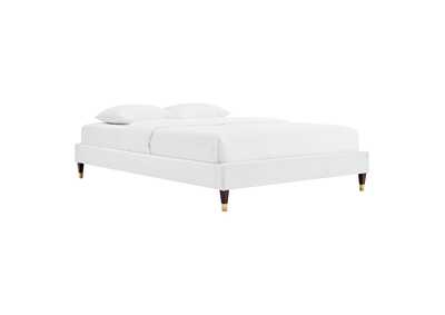 Image for White Harlow Twin Performance Velvet Platform Bed Frame