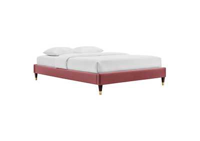 Image for Dusty Rose Harlow Queen Performance Velvet Platform Bed Frame