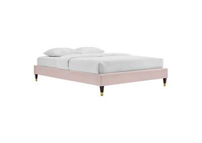 Image for Pink Harlow Queen Performance Velvet Platform Bed Frame