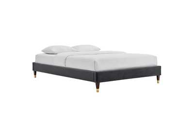 Image for Charcoal Harlow King Performance Velvet Platform Bed Frame