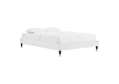 Image for White Harlow King Performance Velvet Platform Bed Frame