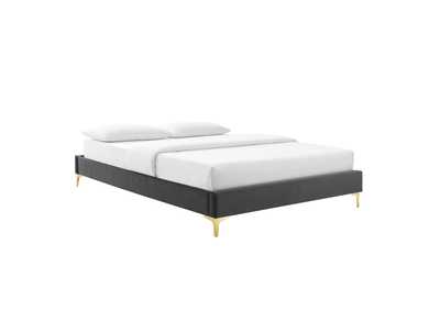 Image for Charcoal Sutton Queen Performance Velvet Bed Frame