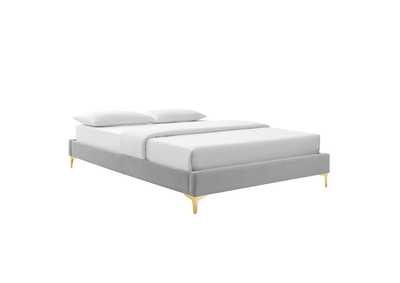 Image for Light Gray Sutton Queen Performance Velvet Bed Frame