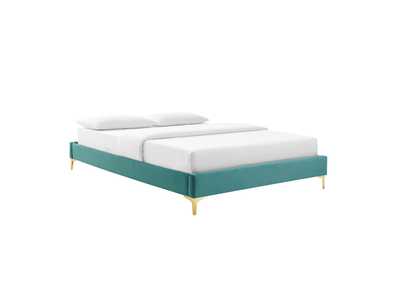 Image for Teal Sutton Queen Performance Velvet Bed Frame