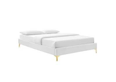 Image for White Sutton Queen Performance Velvet Bed Frame