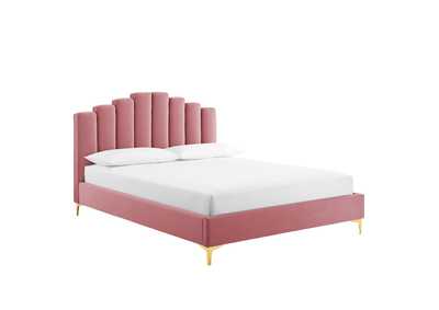 Image for Dusty Rose Olivia Queen Performance Velvet Platform Bed