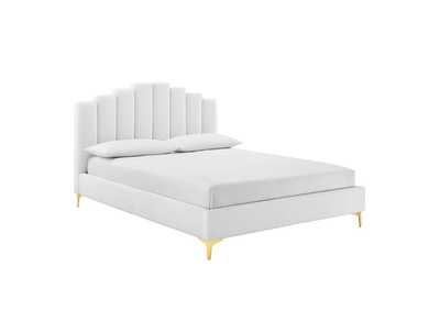 Image for White Olivia Queen Performance Velvet Platform Bed