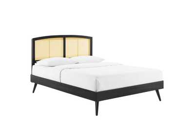 Image for Black Sierra Cane and Wood Queen Platform Bed With Splayed Legs