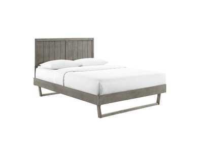 Image for Gray Alana Queen Wood Platform Bed With Angular Frame