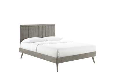 Image for Gray Alana Queen Wood Platform Bed With Splayed Legs