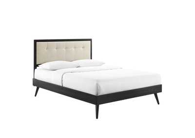 Image for Black Beige Willow Queen Wood Platform Bed With Splayed Legs