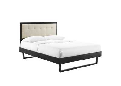 Image for Black Beige Willow King Wood Platform Bed With Angular Frame