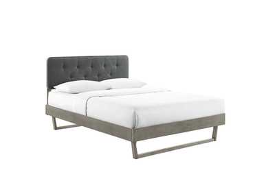 Image for Gray Charcoal Bridgette King Wood Platform Bed With Angular Frame
