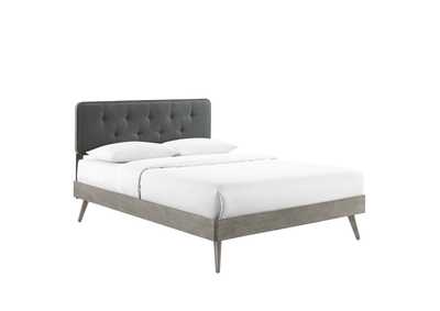 Image for Gray Charcoal Bridgette King Wood Platform Bed With Splayed Legs