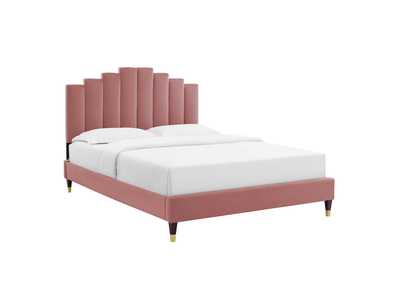 Image for Dusty Rose Elise Queen Performance Velvet Platform Bed