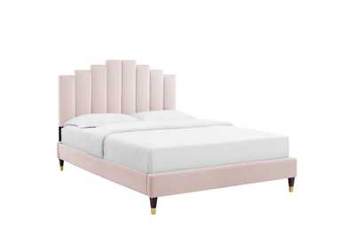 Image for Pink Elise Queen Performance Velvet Platform Bed