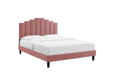 Image for Dusty Rose Elise Queen Performance Velvet Platform Bed