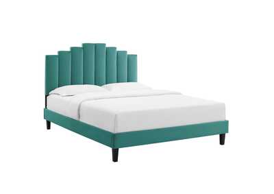 Image for Teal Elise Queen Performance Velvet Platform Bed