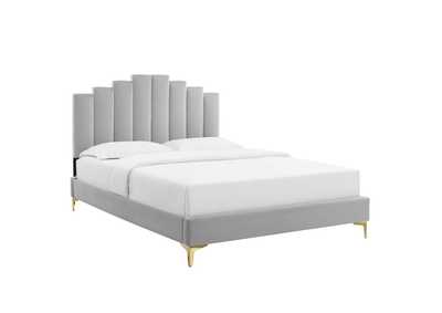 Image for Light Gray Elise Queen Performance Velvet Platform Bed
