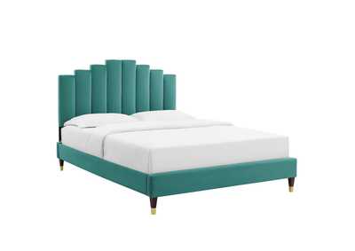 Image for Teal Elise King Performance Velvet Platform Bed