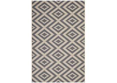 Gray and Beige Jagged Geometric Diamond Trellis 5x8 Indoor and Outdoor Area Rug