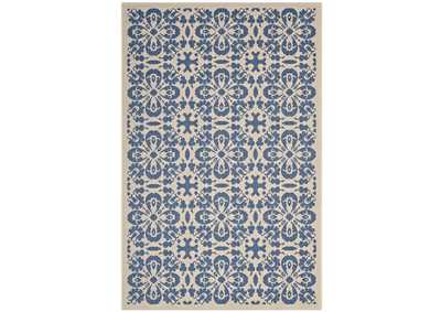 Image for Blue and Beige Ariana Vintage Floral Trellis 5x8 Indoor and Outdoor Area Rug