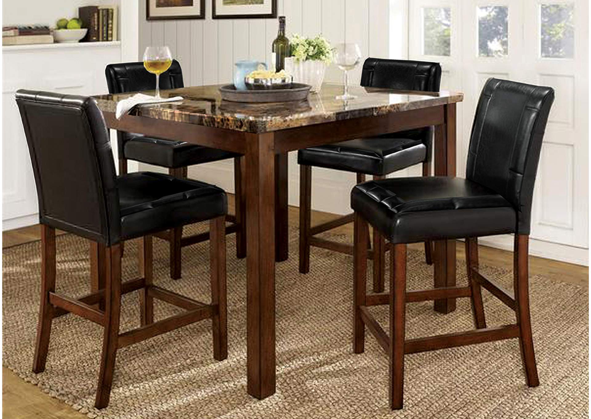 Brown 5 Piece Pub Height Dining Set w/ 4 Chairs,Nationwide