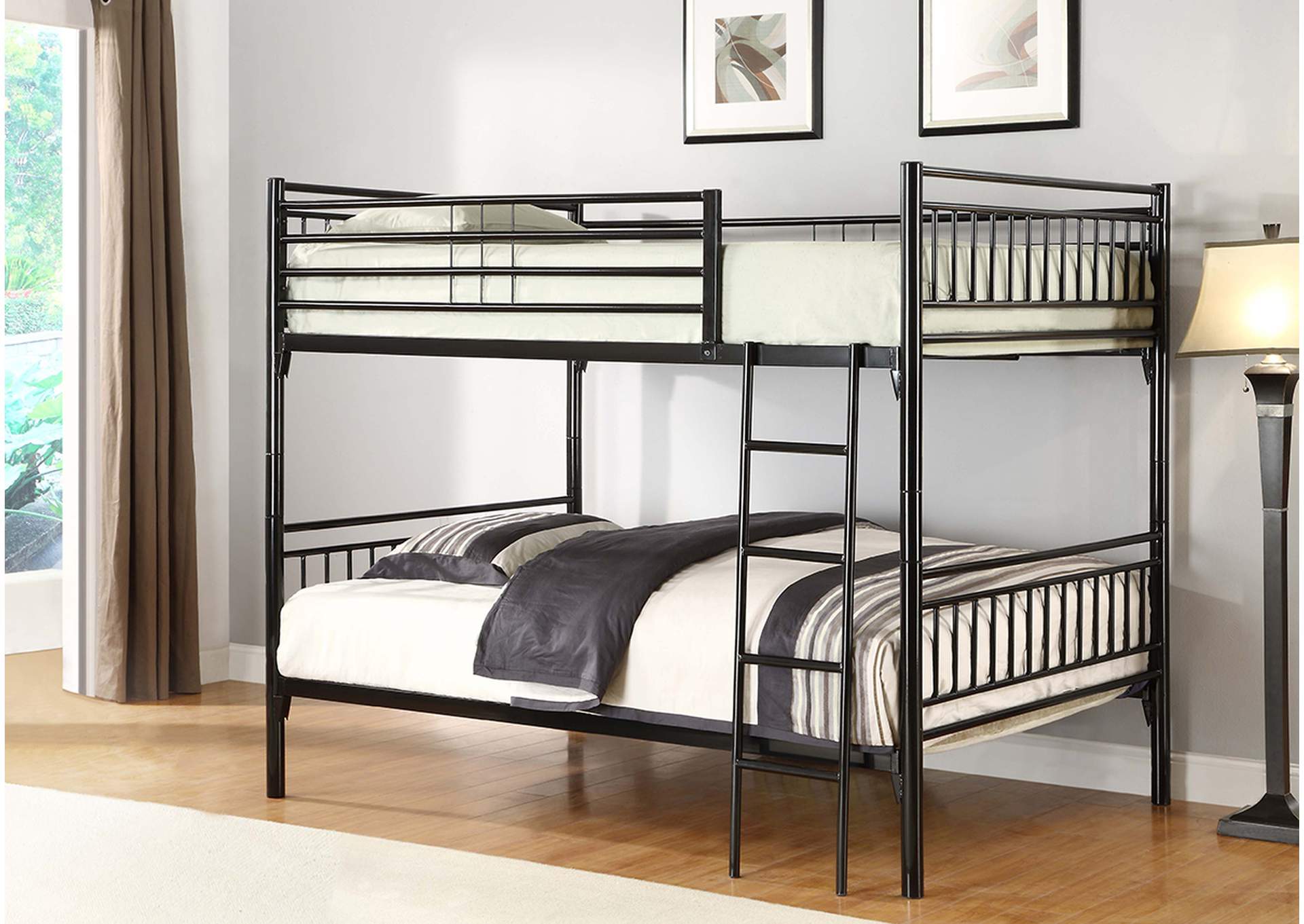 S465 Full - Full Black Metal Bunkbed,Nationwide