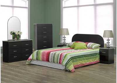 Image for Black Chrome Trim Queen/Full Panel Headboard w/Dresser and Mirror