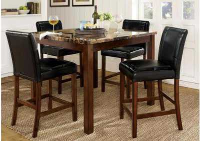 Image for Brown 5 Piece Pub Height Dining Set w/ 4 Chairs