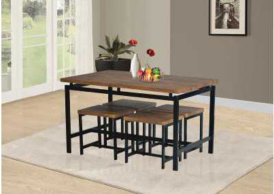 Image for Oak 5 Piece Dining Set w/ 4 Stools