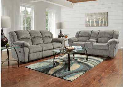 Image for Grey Reclining Console Loveseat