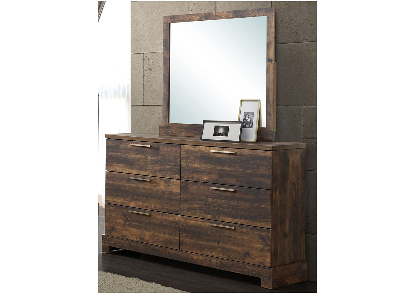 Campbell Weathered Brown Dresser and Mirror,New Classic