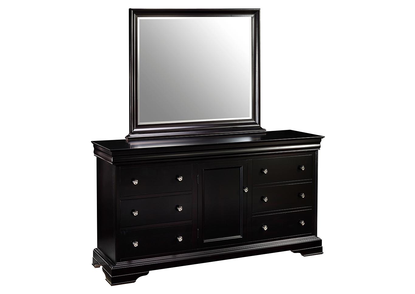 Belle Rose Black Cherry King Bed w/Dresser and Mirror,New Classic