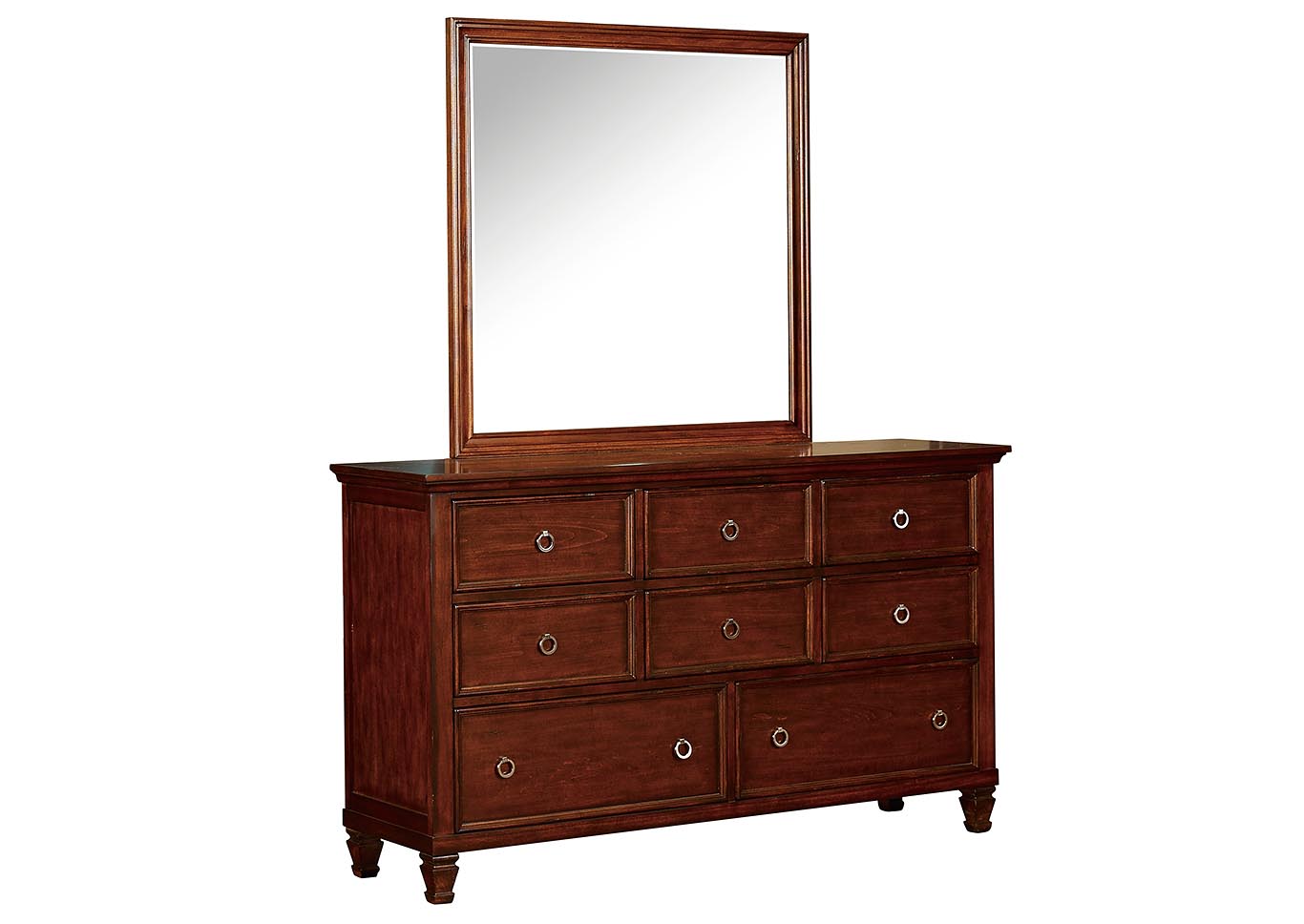 Tamarack Brown Cherry Twin Bed w/Dresser and Mirror,New Classic