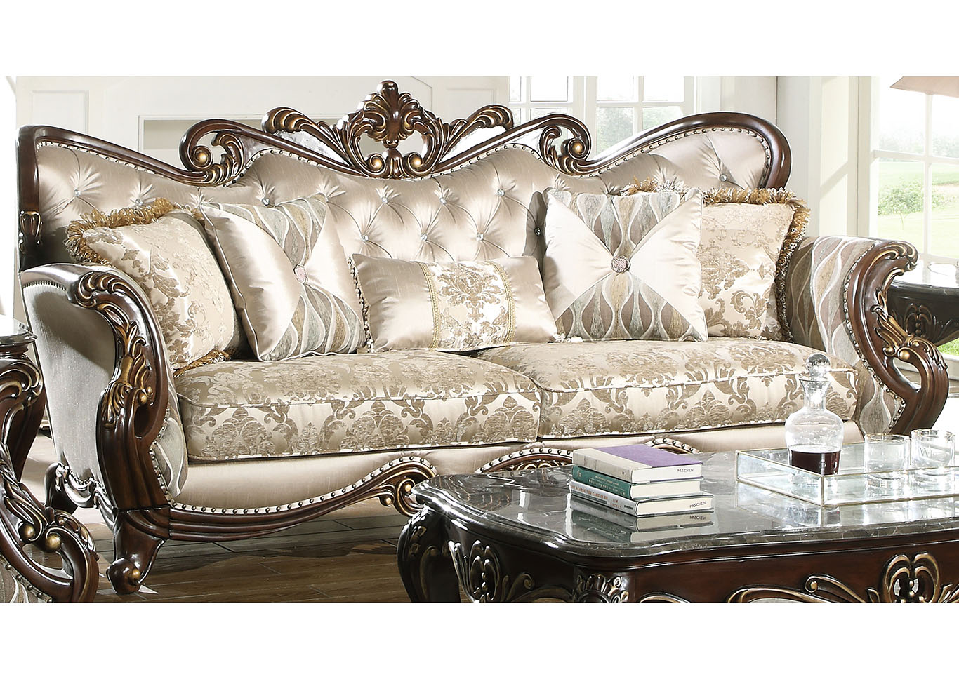 Constantine Beige Upholstered Sofa,New Classic