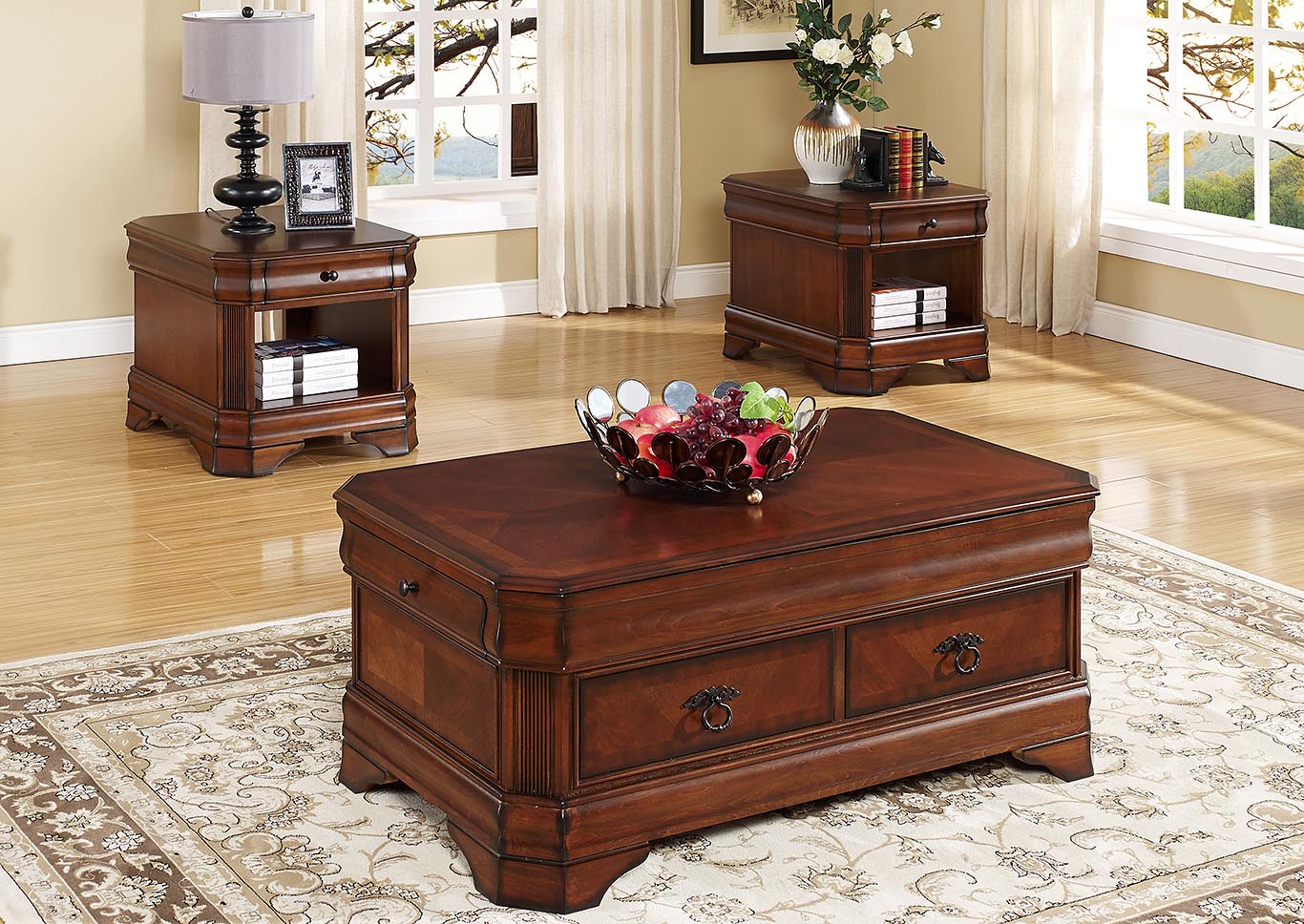 SHERIDAN BURNISHED CHERRY END TABLE,New Classic