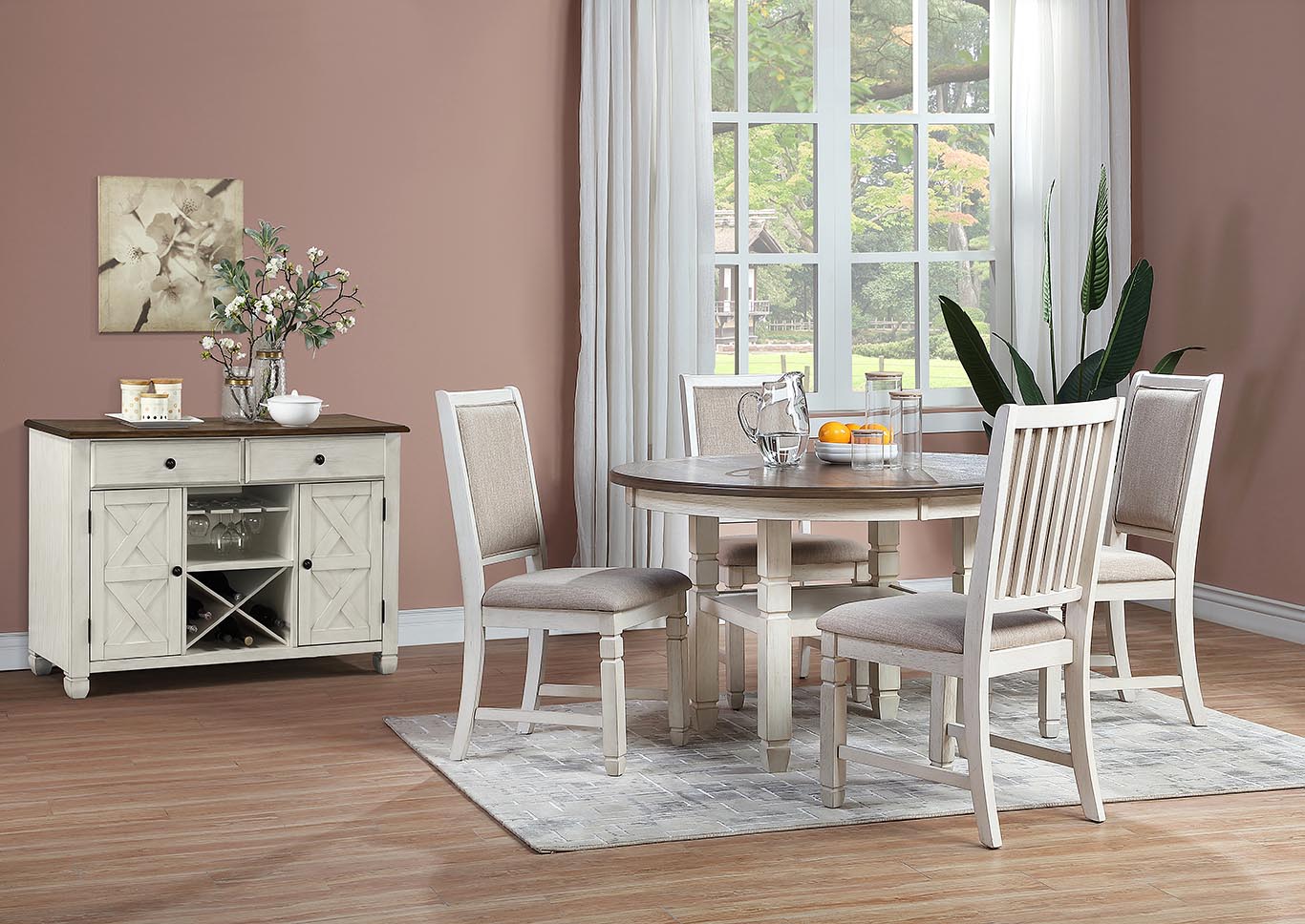 Prairie Point White 47" Round Dining Table,New Classic